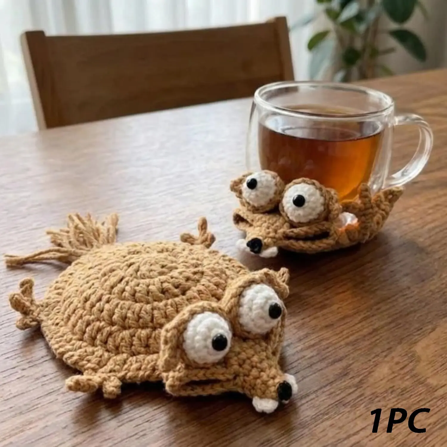 Funny Crochet Coaster, Cute Mug Rug, Handmade Animal Coaster, Coasters for Drinks, Unique Gift, Desk Decor, Gift for Her, Housewarming Gift