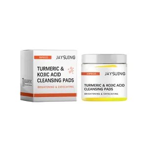 Turmeric Kojic Acid Facial Cleansing Pads, Gentle Pore-Cleaning Cleanser for Fading Acne Spots and Improving Skin Tone