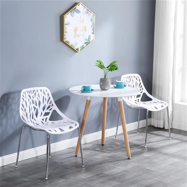 4pcs Modern Stackable Chair Set of 4,Kitchen White Dining Chairs,Birch Sapling Comfy Chairs for Dining Room,Living Room,Waiting Room (White) 4pcs Modern Stackable Chair Set of 4,Kitchen White Dining Chairs,Birch Sapling Comfy Chairs for Dining Room,Living Room,Waiting Room (White)