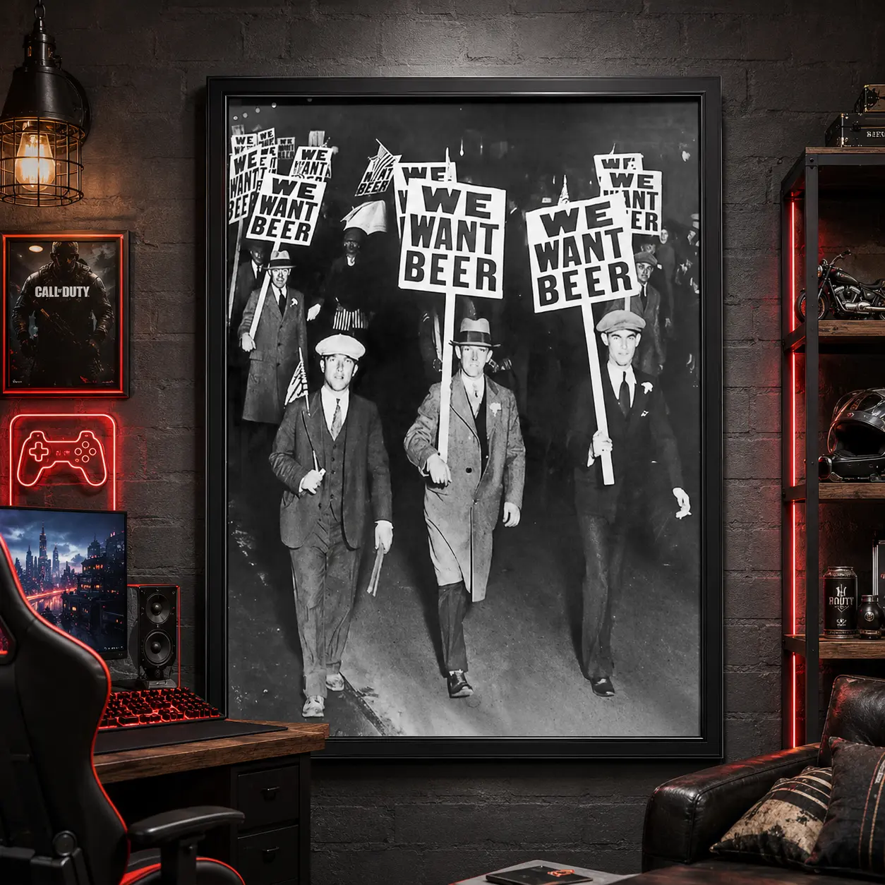 Vintage Prohibition Beer Poster - Unique Wall Art Decor for Home, Bar, Cafe - Funny Saying Retro Art Print - Bar Room Decor - Vintage Decorations - Bar Art - Retro Decor - Funny Saying Frame-Style Artistic Artwork, Canvas Wall Art, Framed Canvas, Gift