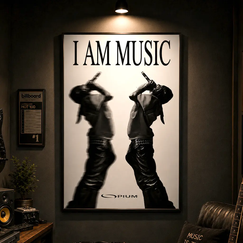 I Am Music Black & White Hip Hop Canvas Wall Art, Blurred Rap Artist Silhouette Print, Street Music Room Decor Canvas Poster, Music Wall Art, Rap Room Decor, Bedroom Decor, Home Studio Decor, Aesthetic Room Decor, Gift Idea