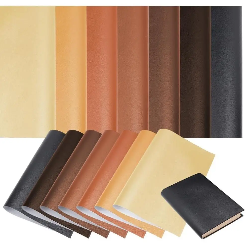 14 Pcs Book Cloth for Book Binding, 14x10 Inch PU Leather Surface with Paper Backing, 7 Colors for Books Album Scrapbooking Archival Covering Protector Bookbinding Supplies