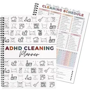 ADHD Cleaning Planner A4 Size Focused Daily Weekly Monthly Schedule Checklist Notebook for Home Office Dorm Durable Cover Smooth Pages Office Stationery Essential Plannerbook`