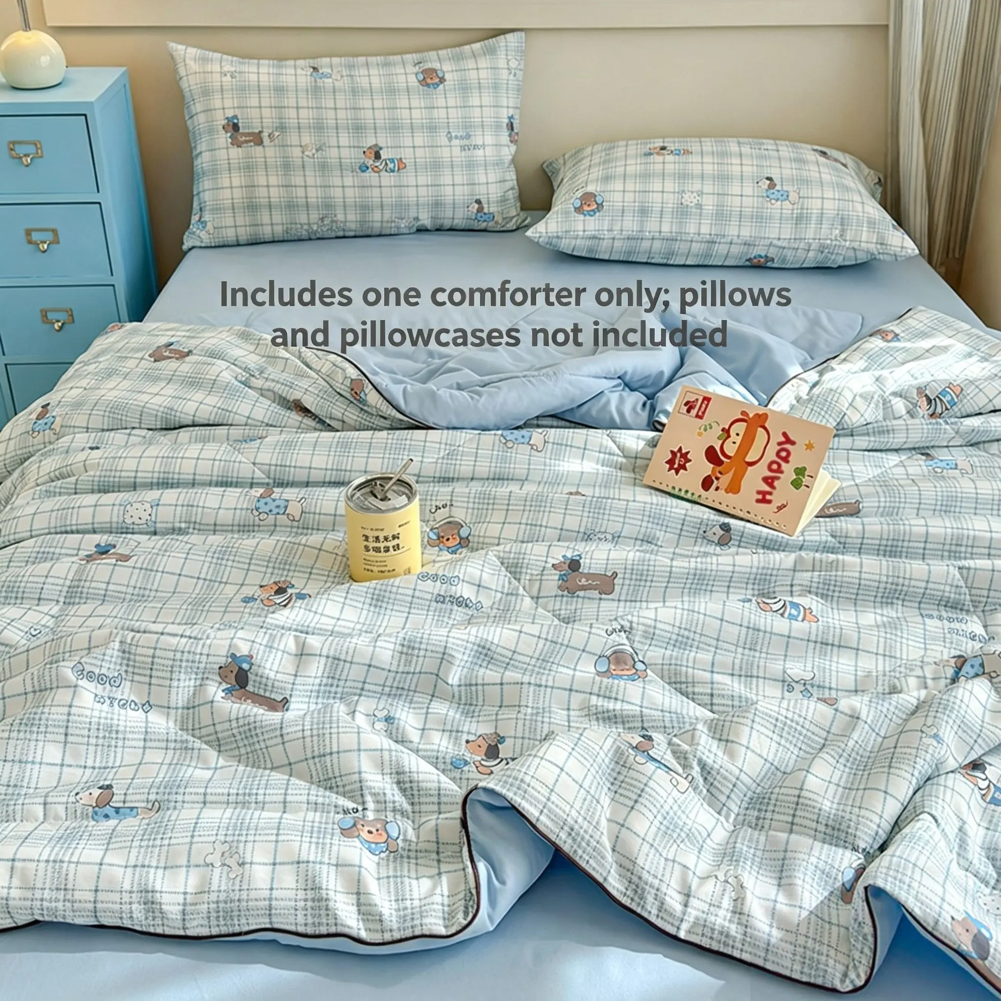 Dachshund Print Bedspread, Ultra Soft Blue Bedding, Lightweight Microfiber, All-Season Bed Cover, Multiple Sizes Available
