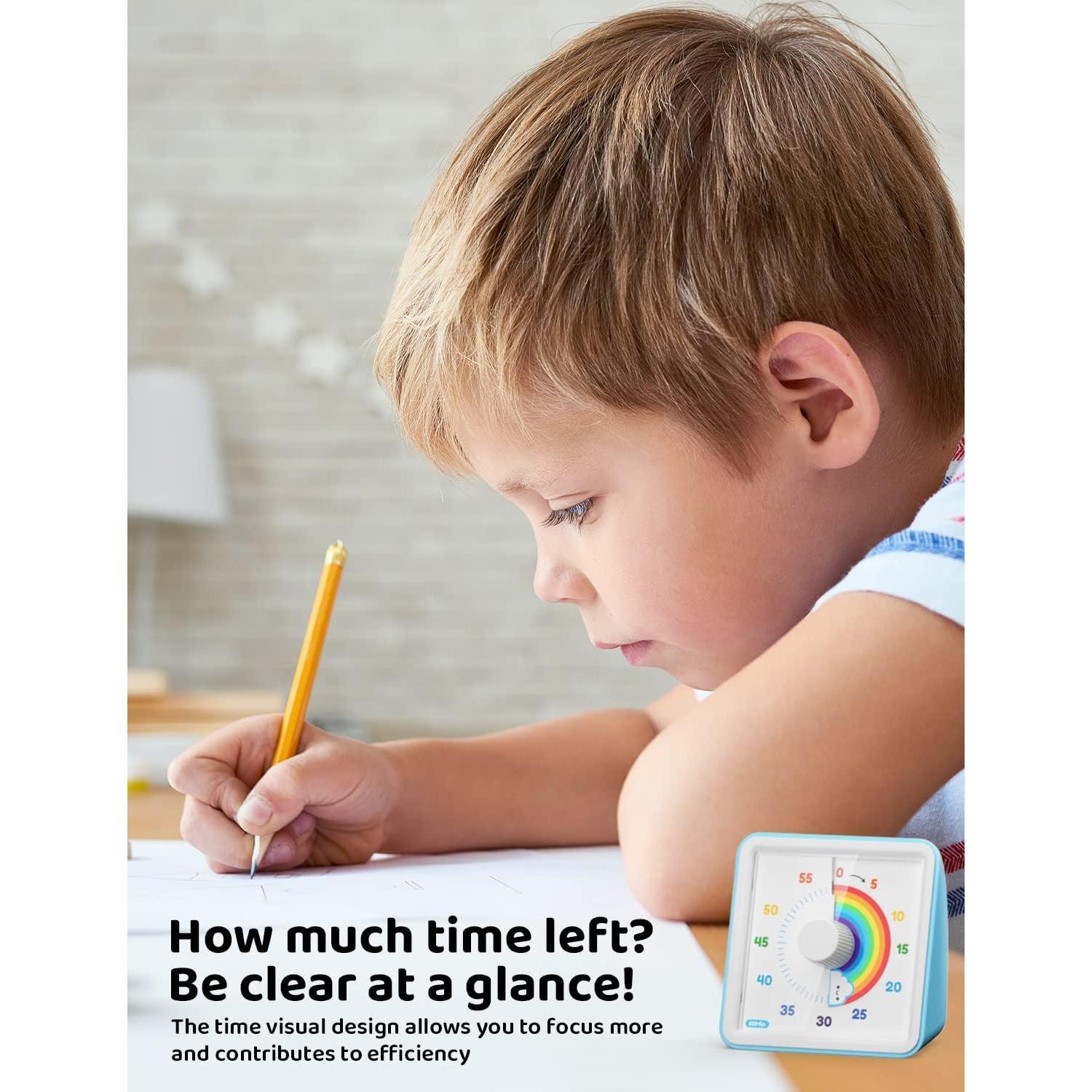 60 Minute Visual Timer for , Visual Countdown Timer for Classroom Office Kitchen with 'Rainbow'  Design, Pomodoro Timer with Silent Operation ( Included)