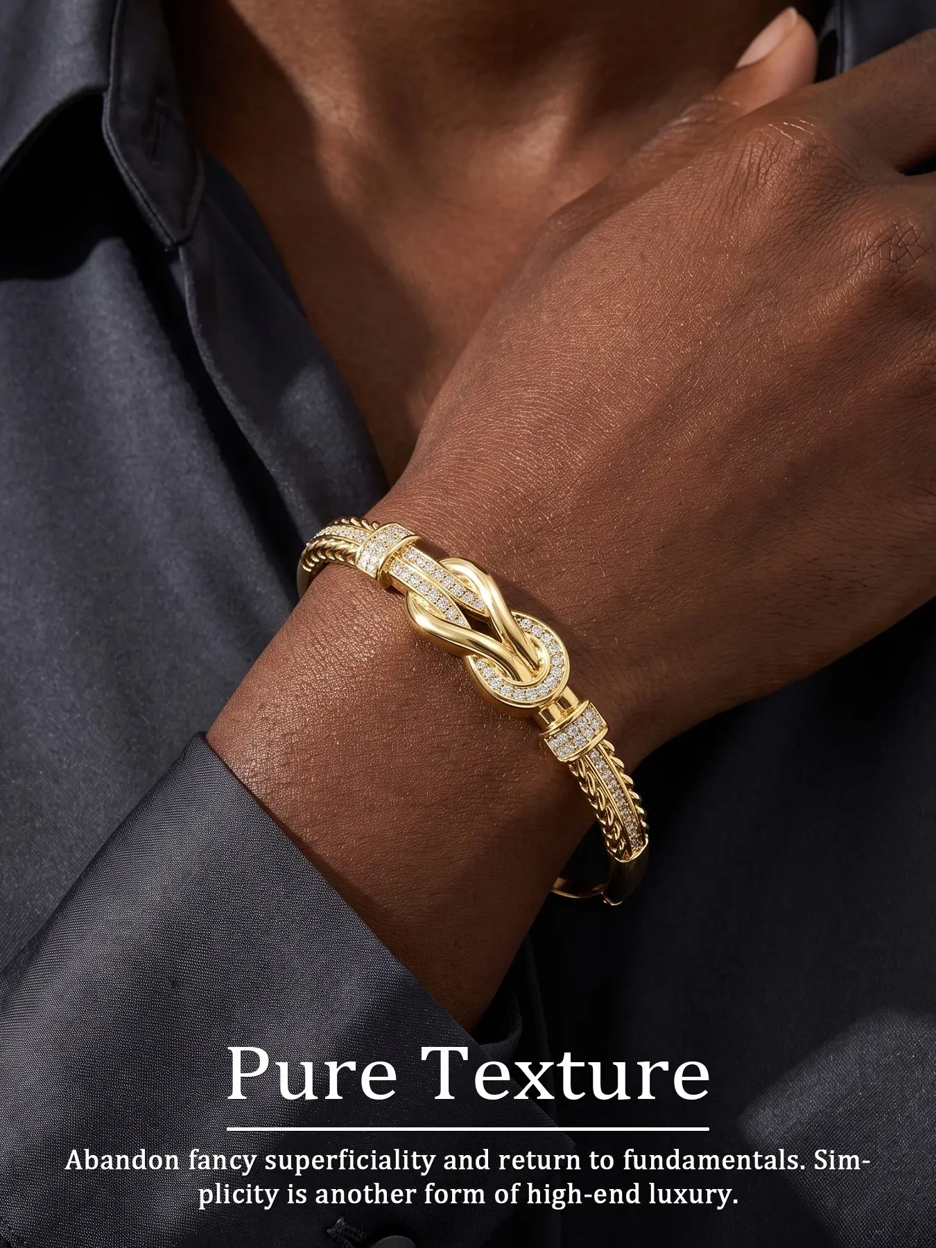 Gold‑Plated Twisted Love Knot Pave Cubic Zirconia Bangle Bracelet for Women, Spring Hinge Clasp, Waterproof No‑Fade Jewelry,17cm Wrist Circumference, Single Bangle, Tie Knot Cuff, Friendship Birthday Gift for Daily Evening Party Occasions