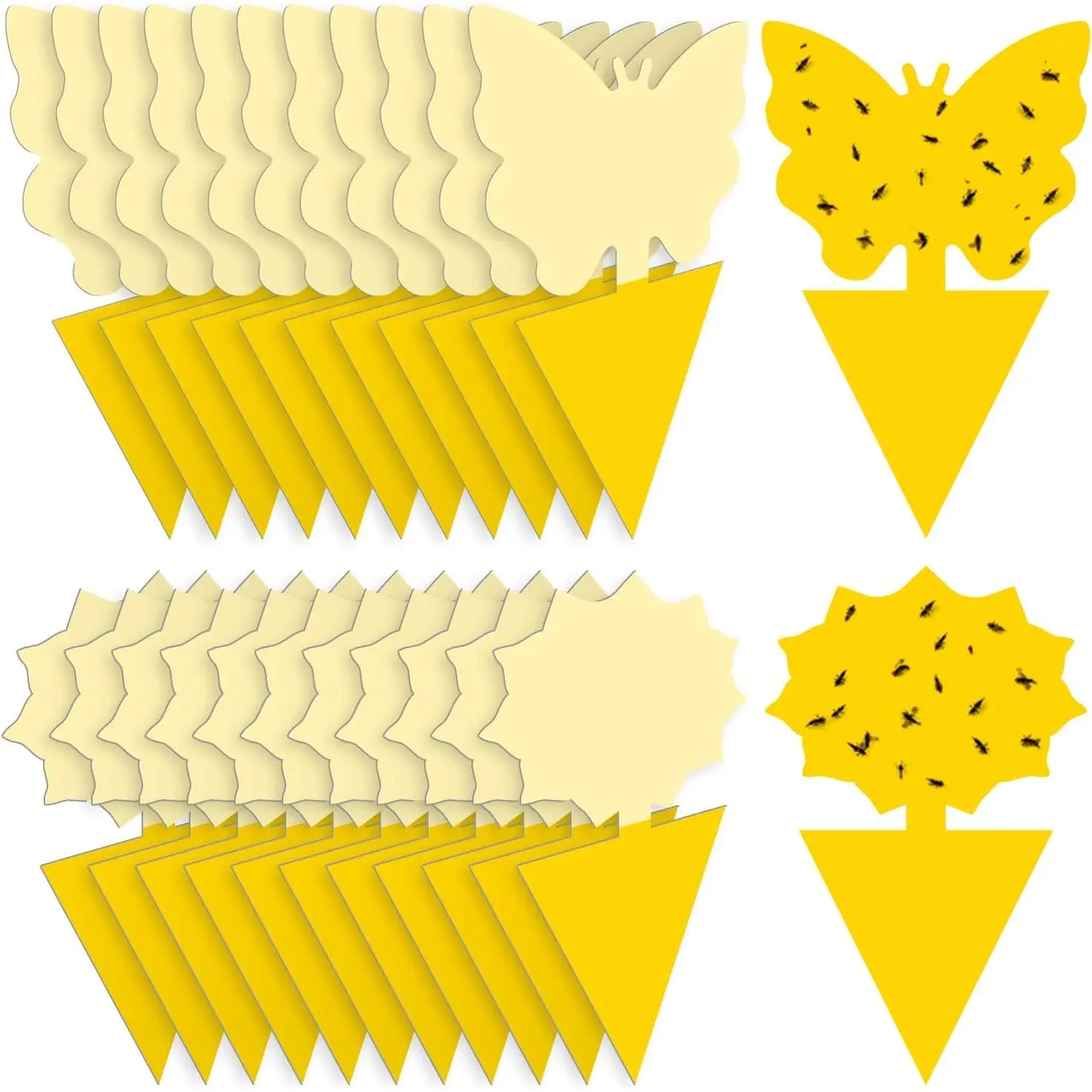 24PCS Fruit Fly Traps Yellow Sticky Traps Fungus Gnat Traps Insect Bug Traps Indoor Outdoor Kitchen Plants Whitefly Mosquitos Fungus Gnats Flying Insects