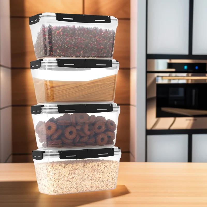 Airtight snack box container Clear Food Storage Waterproof kitchen organizer  Grains Stackable seal jar fruit vegetable Utensils Airtight Silicone