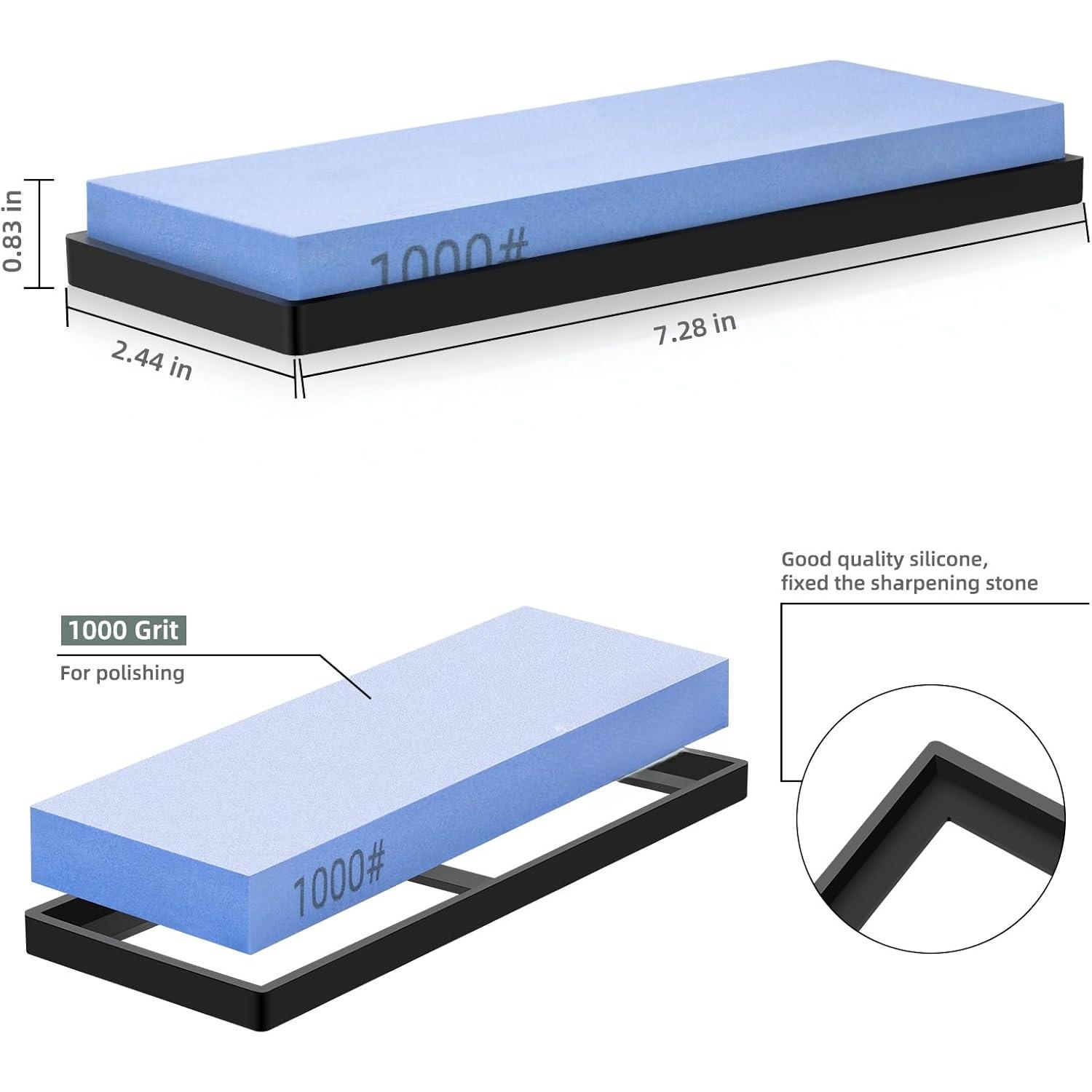 Sharpening Stone, Single sided whetstone,  sharpener stone with a precision of 1000 Professional wet stone, Sharpening stone with rubberized non-slip base, Easy to useQuesear