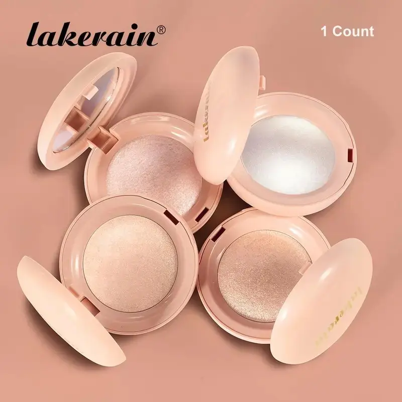 Lakerain Long-Lasting Shimmering Baked Powder Face Body Highlighter, Highlighter Makeup, Lightweight & Silky, Blends Seamlessly, Natural Glow, Not Cakey, Ultra-Fine Pigments, Smudge-Proof, Water-Resistant & Transfer-Proof, 4 Shades for All Skin Tones