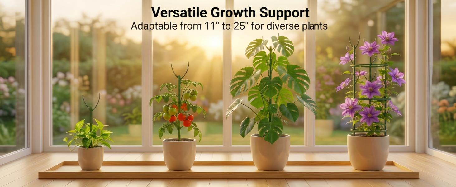 10-Pack Monstera Plant Stakes - Stackable Sticks for Indoor Plants up to 25" - Poles & Trellis with Tape & Twist Tie for Climbing Vines