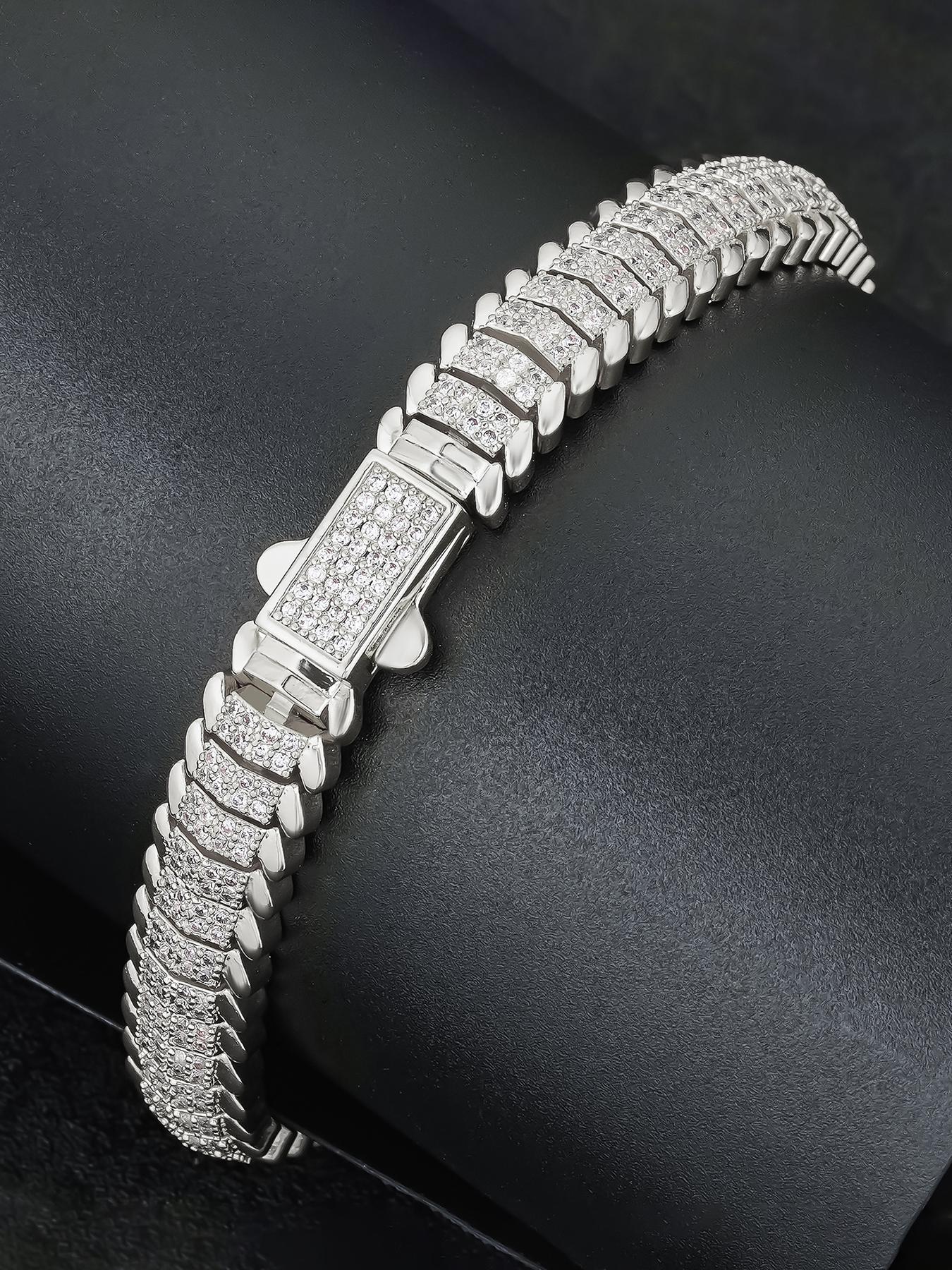 ICED CHICS 9mm Unisex's Cool Fashionable Snake Bone Polygonal Hip-hop High Quality Bracelet, Luxurious Sparkling Synthetic Gemstones Bracelet for All Occasions