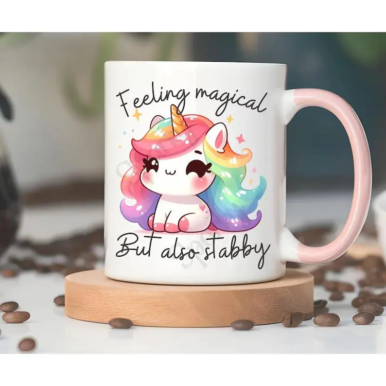 Kawaii Unicorn Coffee Mug: Sassy Humor, Pastel Rainbow Diva (11oz or 15oz)
