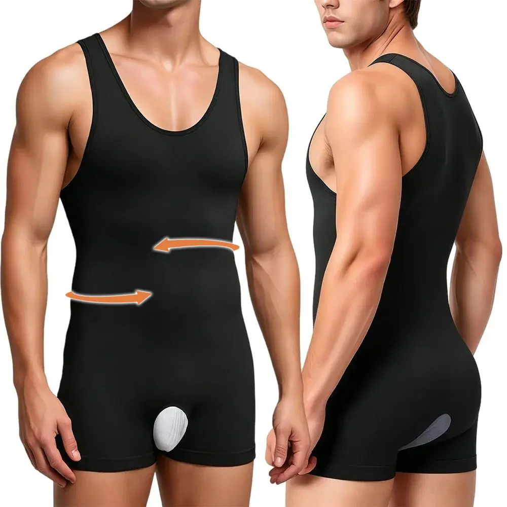 Tummy Control Bodysuit for Men, Compression Bodysuit, Sleeveless Body Shaper Underwear Seamless Abdominal Compression Bodysuit