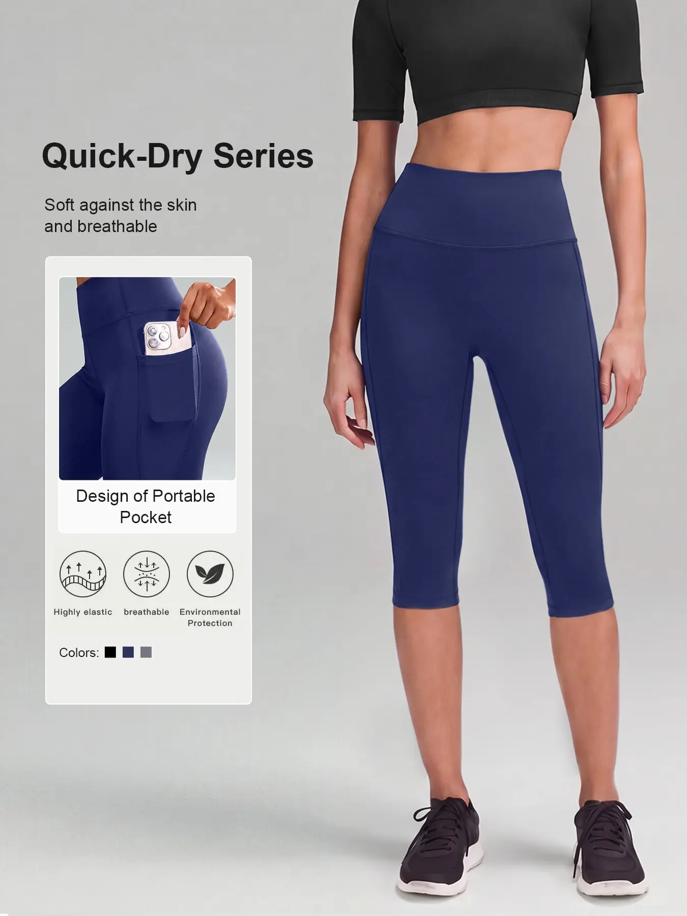Women’s Front Seam Yoga Capri 21" High-Waisted Tummy Control Workout Leggings with Hidden Pocket Petite Length, travel essentials, camping essentials