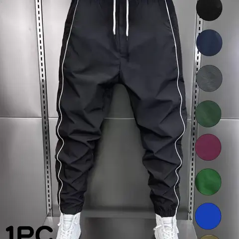 【Black Friday】Men's Casual Side-Stripe Jogger Pants with Drawstring Waist and Elastic Cuffs, Simple Athleisure Bottoms for Exercise and Everyday Wear #GLOBAL PICKS