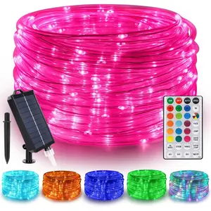 50FT 150 LED Solar Rope Lights, 18 Colors with Timer, 5 Modes, Waterproof Plug-in Remote Control String Lights for Outdoor Camping Classroom Party Festival Decoration
