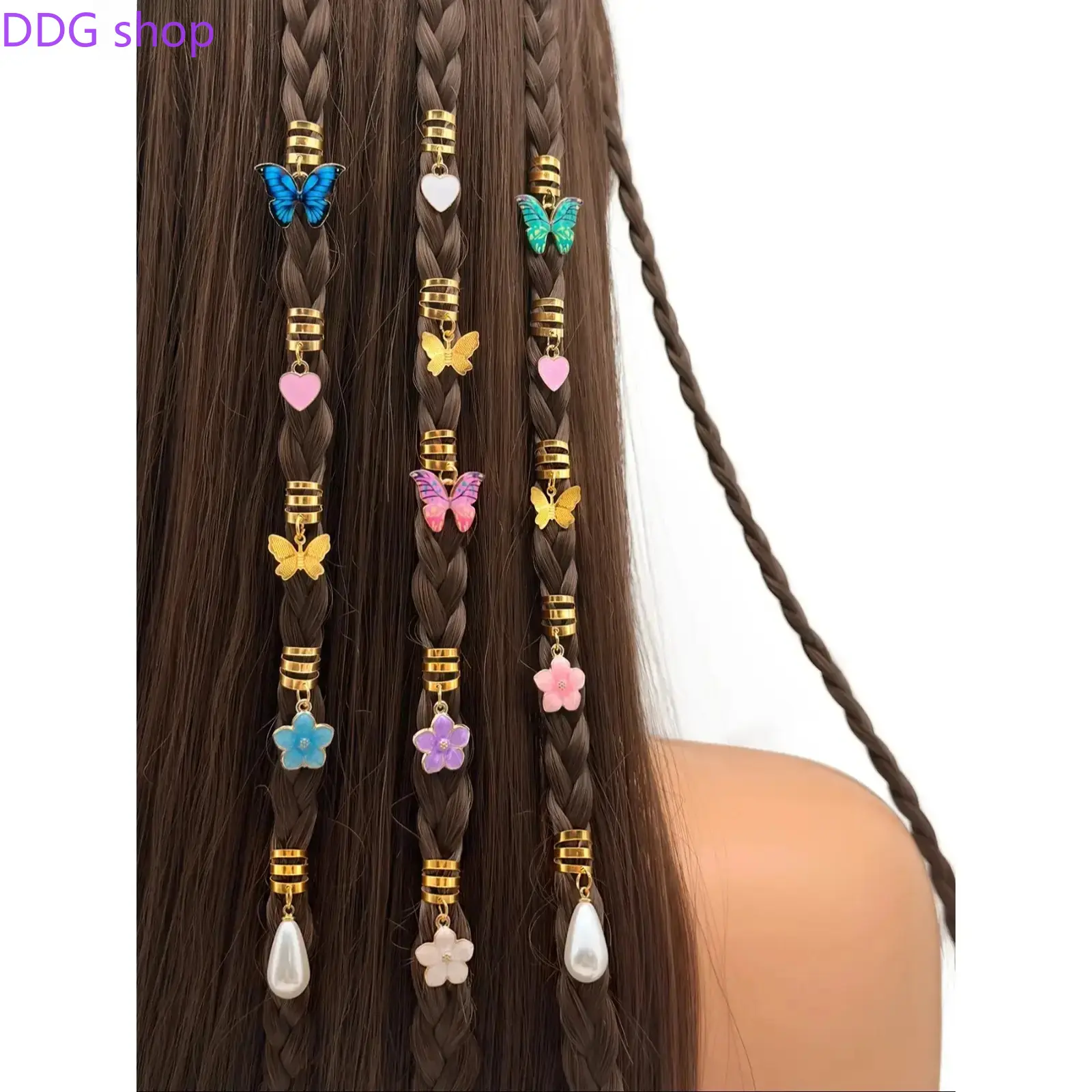 20Pcs Butterfly Braid Hair Clips - Sparkling Crystal Accents, Pearl Pendants, Vibrant Charm Accessories for Dreadlocks, Everyday Styling, Lovely Gifts for All Friends (Sports & Outdoor Headband Accessories), Braids
