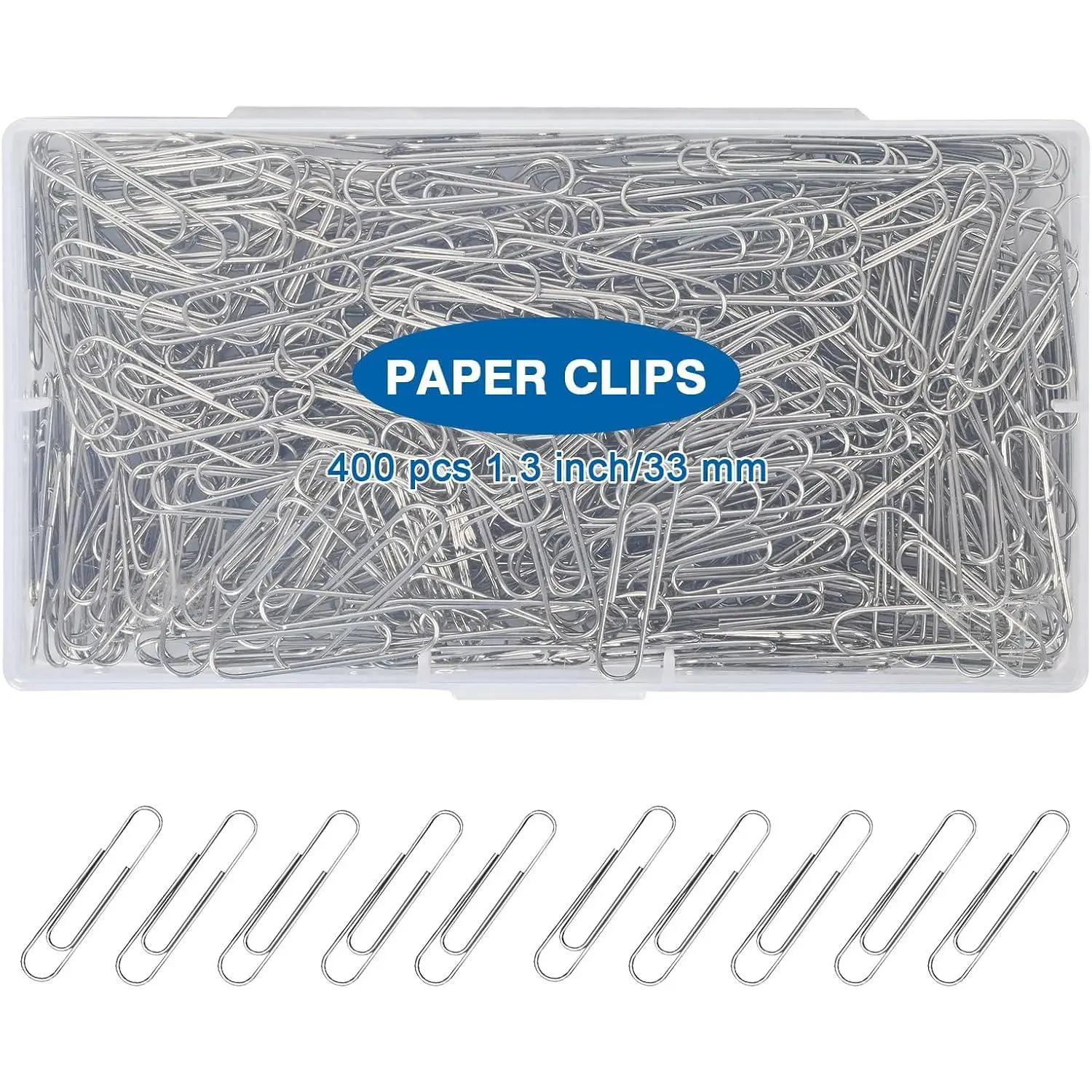 400 count Medium Paper Clips,1.3 inch Metal Paper Clip for Office, School.