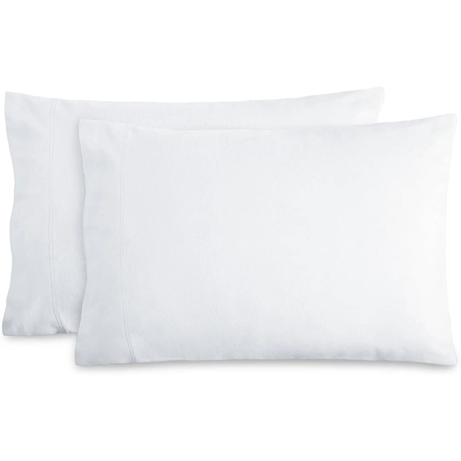 Flannel Pillowcases 100% Cotton Standard Set of 2, White - Velvety Soft, Cozy, Double Brushed, Heavyweight, Warm, Premium CottonGift