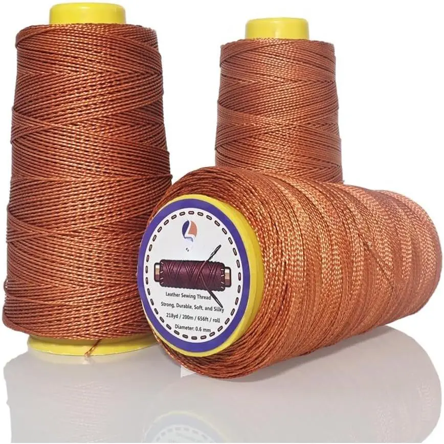 Heavy Duty Sewing Thread, 3 Rolls x 656 ft Extra  Upholstery Thread, Smooth Nylon Thread for Leather, Canvas, Outdoor Gear, Shoes (Black, White, Brown)