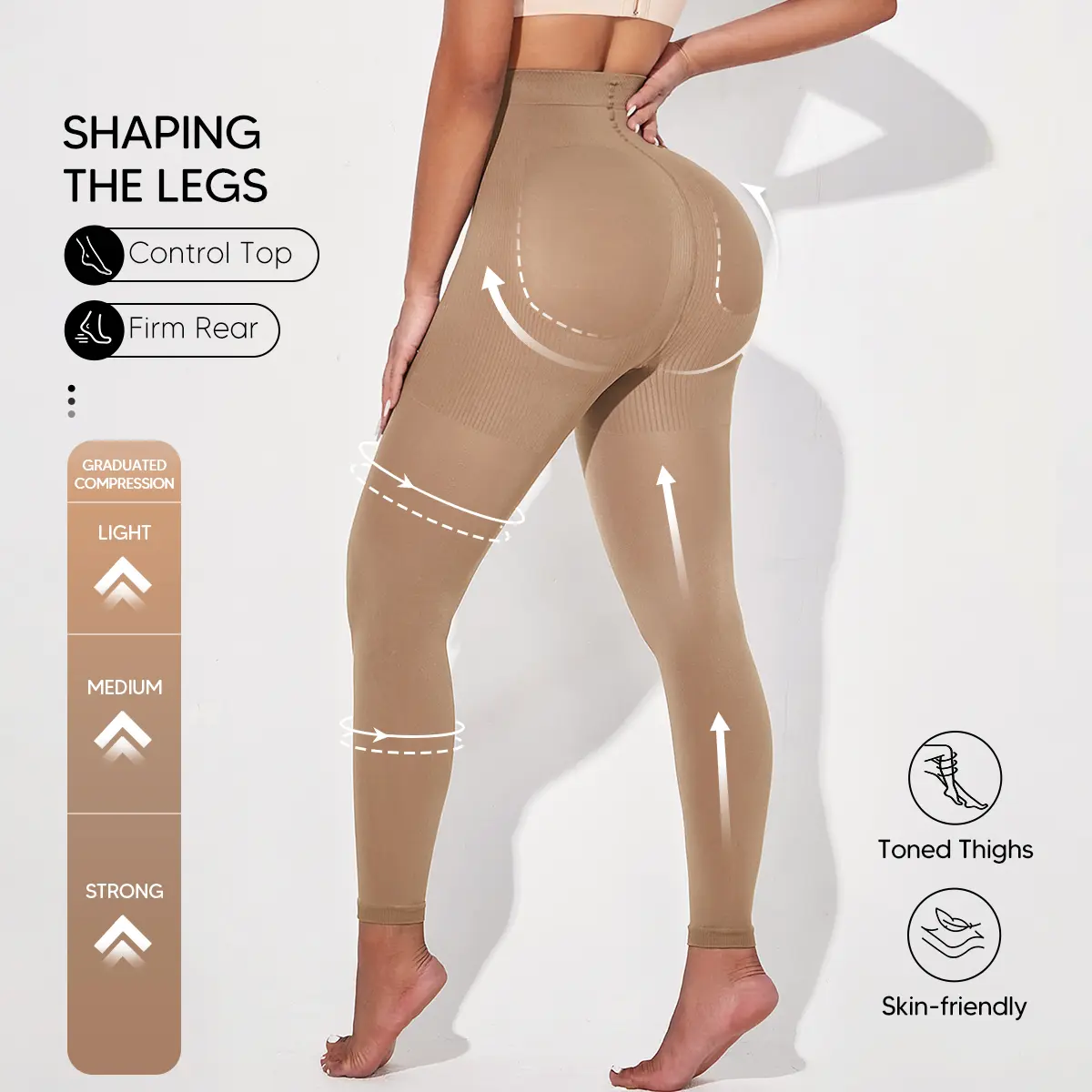 SUPRENX High Waisted Graduated Compression Pantyhose, High Elasticity Tummy Control & Butt Lifting Pants, Seamless Thigh Slimmer Leggings for Yoga, Workout & Daily Wear