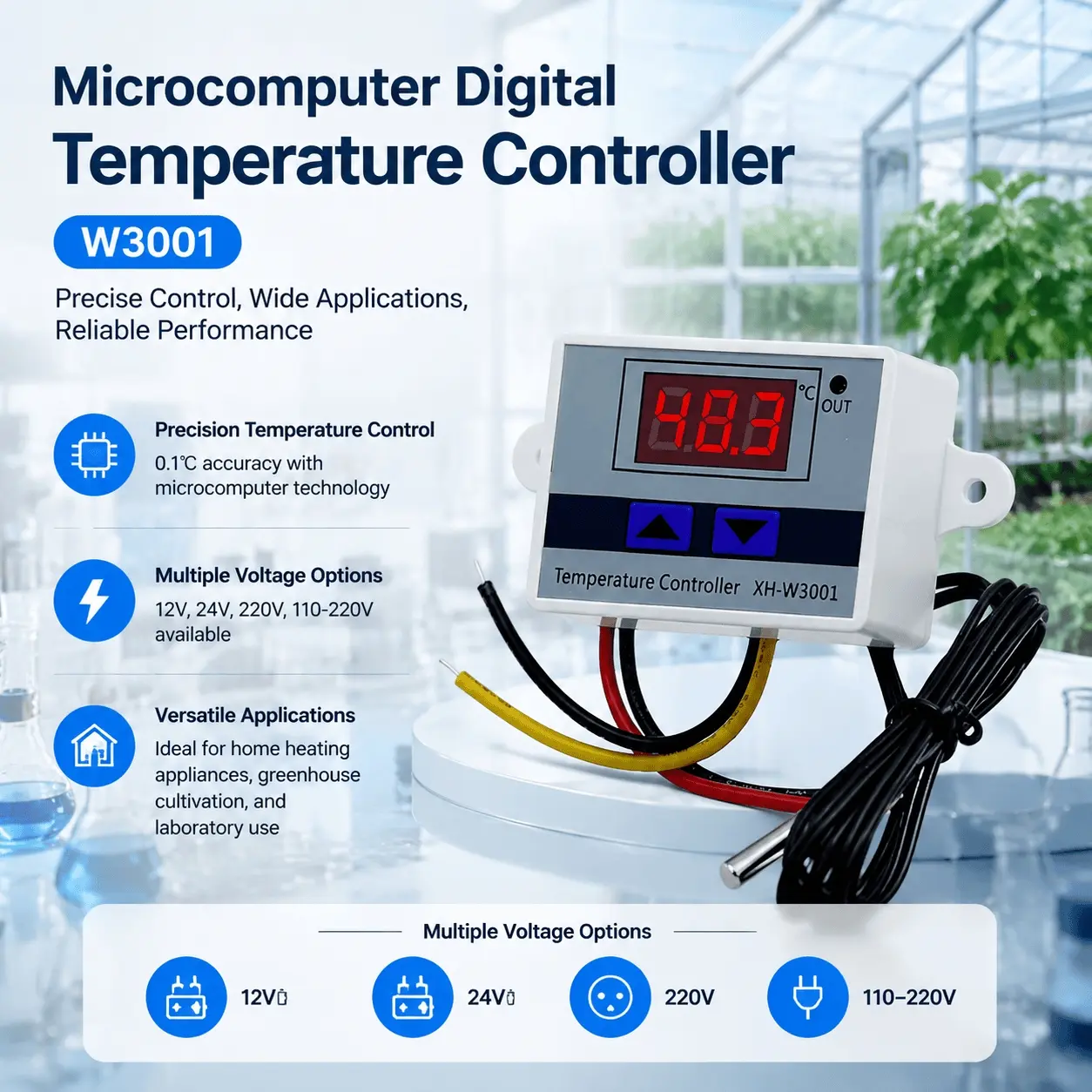 Programmable Temperature Controller, Industrial Thermostat with Multi-Stage Timer & LCD Display. For Aquarium Heating Cooling, Lab Commercial Fridge Heater. Wide Voltage Input.
