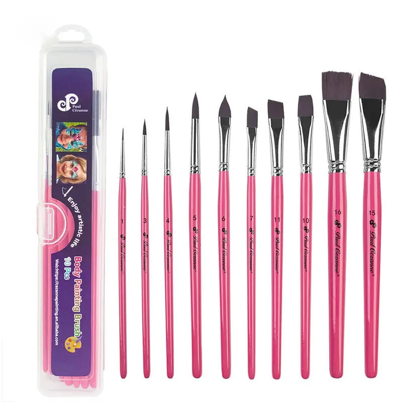 10-Pack Body Paint Brushes with Storage Box, Festival Party Friends Gathering Halloween Christmas DIY Art Creation, Body Paint Brush Set