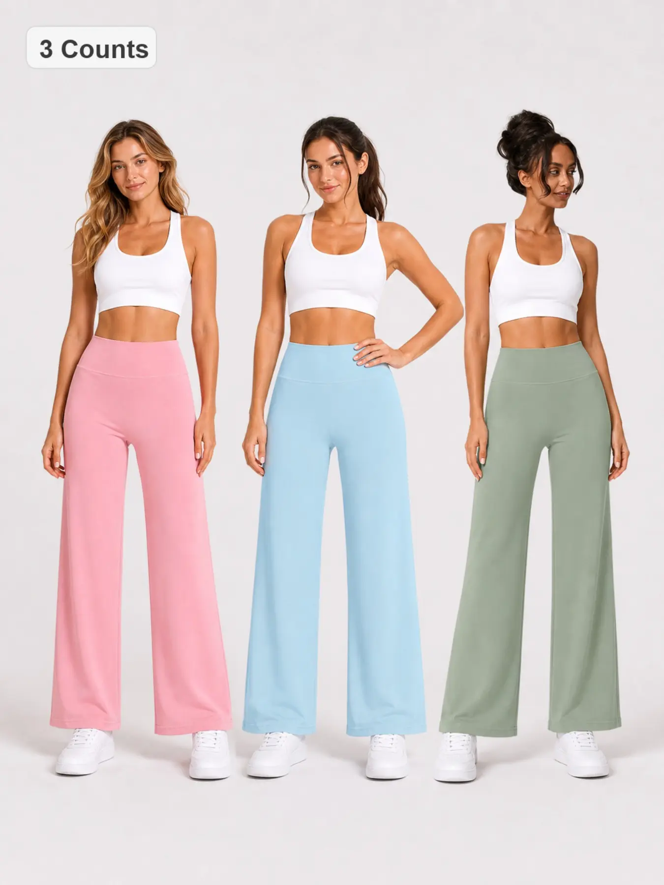 Women’s High Waisted Wide Leg Yoga Pants, Elastic Waist Activewear, Soft Stretchy Lounge Workout Pants for Pilates, Gym, Travel & Casual Wear