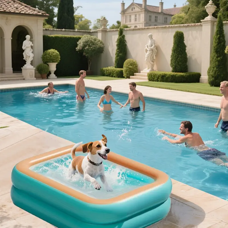 Thickened Pet Inflatable Pool, PVC Foldable Water Pool, Durable Heat-Resistant Design, Easy to Carry, Ideal for Yard, Beach, Summer Outdoor Use, Inflatable Splash Pool