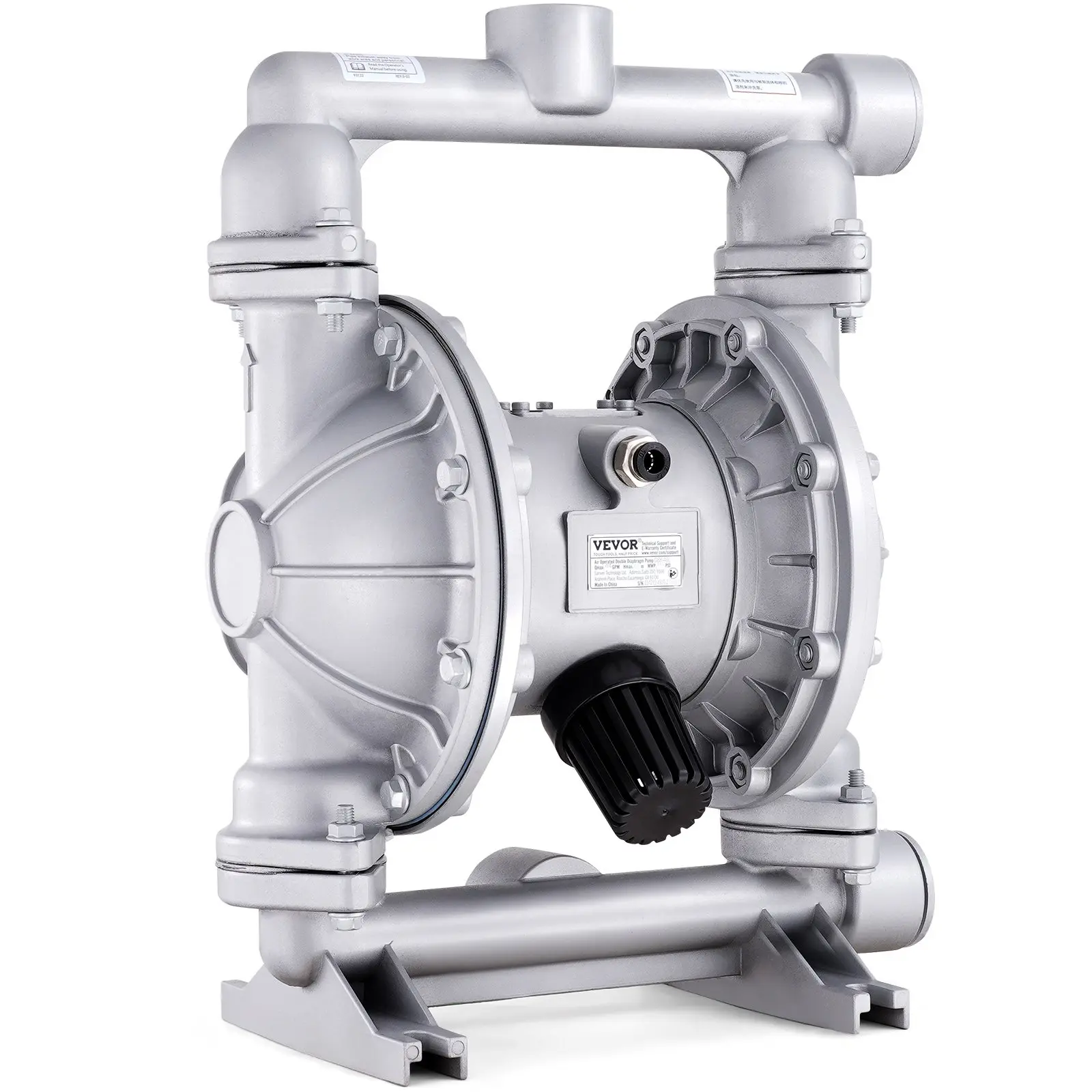 VEVOR Air Operated Double Diaphragm Pump, 44GPM, Max 115PSI Air Waste Oil Pneumatic Transfer Pump with 2 Extra Diaphragms, 1-1/2 inch Inlet Outlet Aluminum Alloy Diaphragm Pump for Diesel Grease Oil