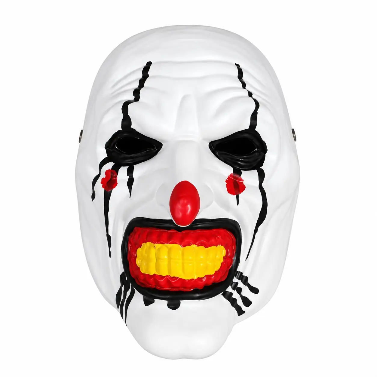 Scary Clown Costume Set, Horror Full Face Mask with Black Hooded Cape, Halloween Cosplay Party Costume for Haunted House Dress Up