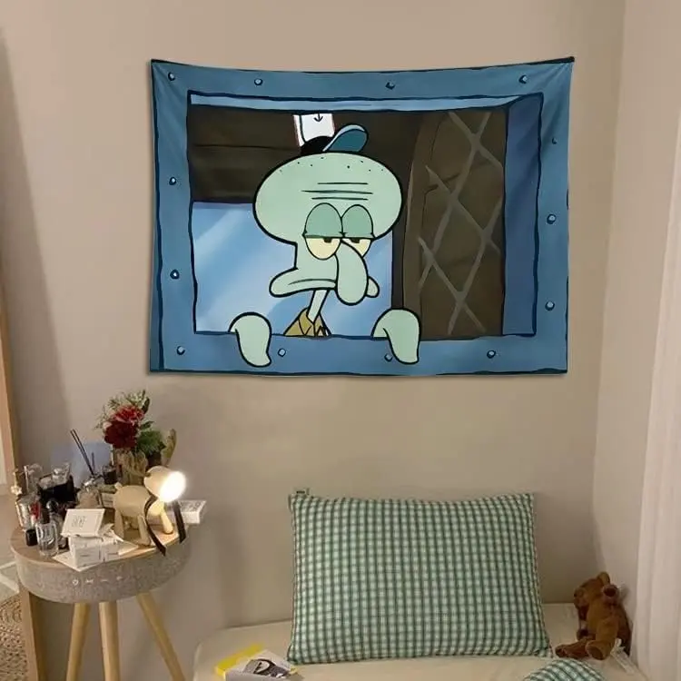 Funny Cartoon Octopus Tapestry Summer Soccer Party Aesthetic Wall Hanging Decor For Bedroom Indoor Home Ornament