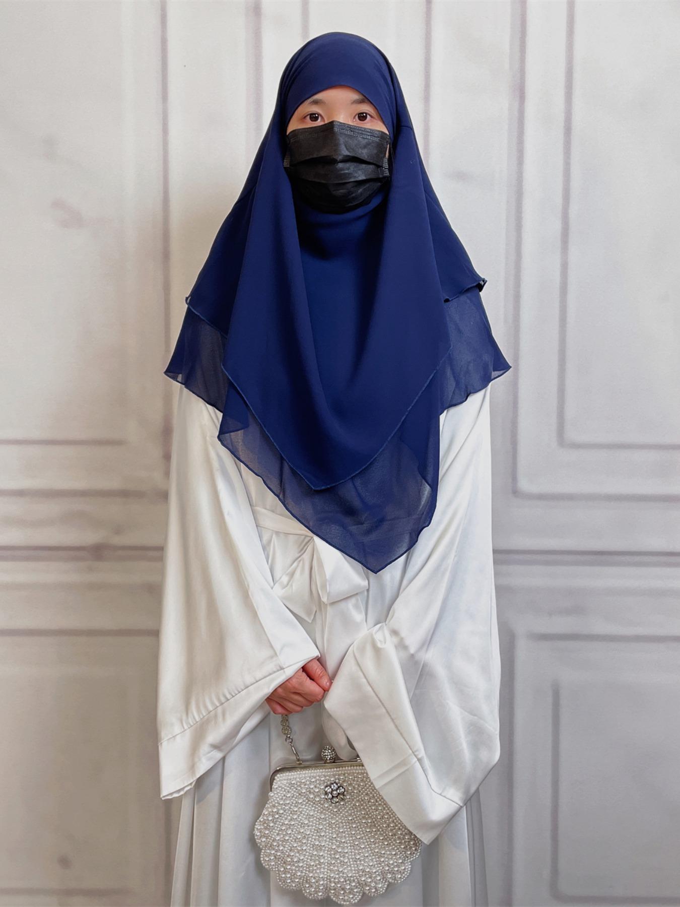 16 Colors Short Chiffon Khimar, Muslim Fashion High-Quality Fabric, Suitable for Adults and Kids, Essential Wear for All Seasons