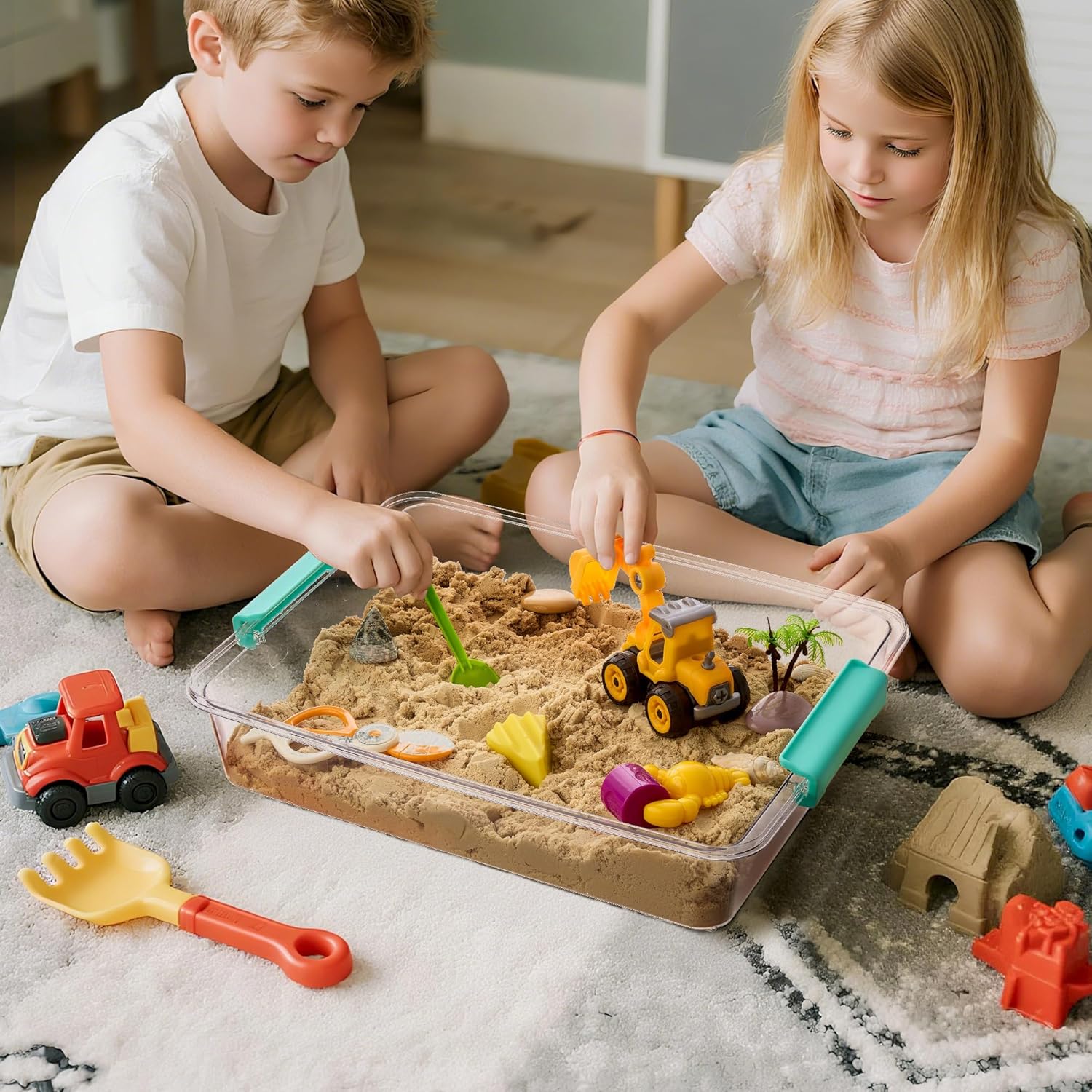 6 Qt Plastic Storage Bins with Lids, Clear Sensory Bins, Arts Crafts Organizers and Storage, Stackable Containers for Home Office and School Supplies, 4 Pack