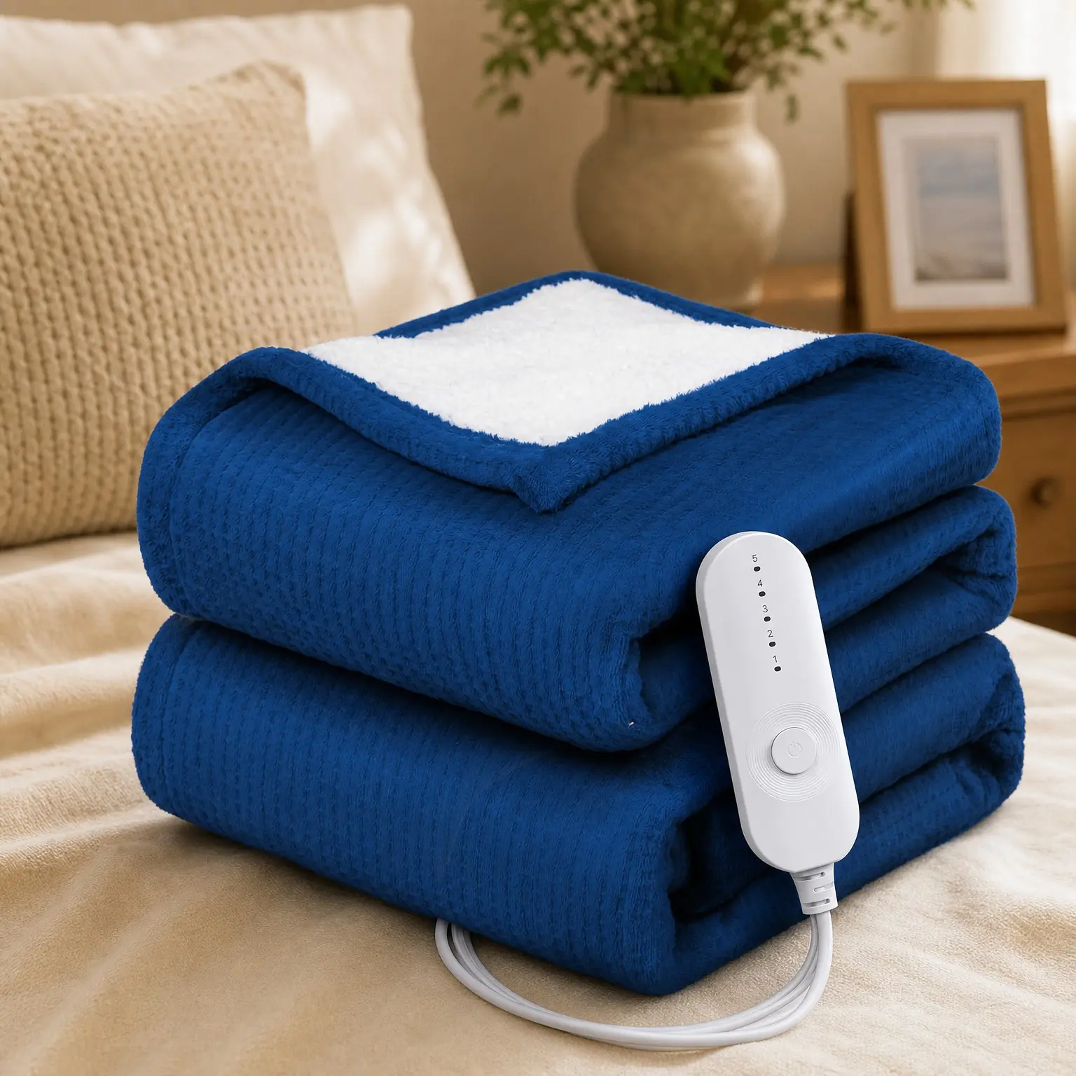 Heated Throw Blanket with 5 Heat Settings & 3-Hour Timer, Navy 50" x 60", Fast Heating, ETL Certified, NTC & PTC Protection, Machine WashableGift