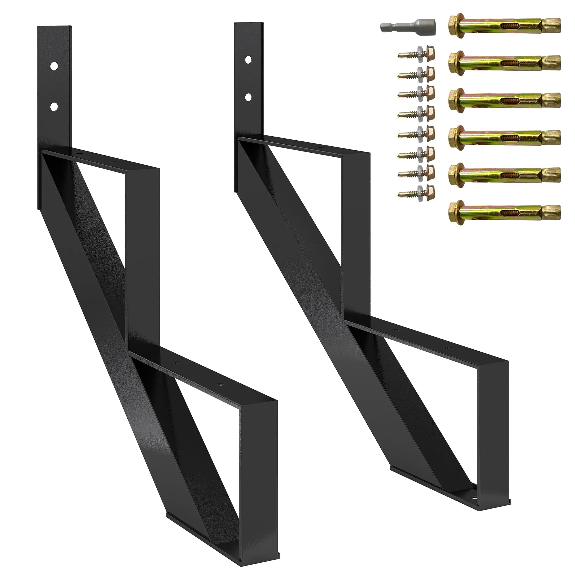 Gaomon Heavy Duty Metal Stair Risers, Pre-Cut Steel Stringers for Deck Porch Outdoor Stairs, 3000lbs Capacity, Corrosion Resistant, Easy Install, 2/4 Steps Available