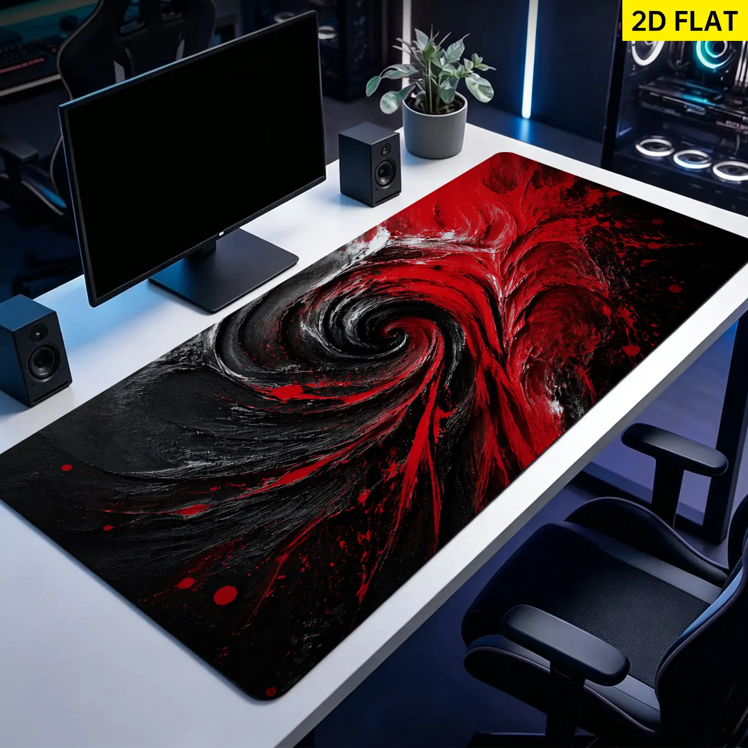 Extra Large red and black abstract oil painting texture Mouse Pad,Non Slip Rubber Pad,Desktop Decoration Drotection Pad,Washable,Lock Edge Multi Size,Premium Multipurpose Mousepad For Office,Gaming Desk,Gift for Family and Friends