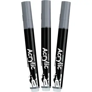 Grey Marker  Pens - Permanent Marker Pens Grey   Water-Based 2.5mm Medium Tip  Quick-Drying (3 in 1Pack)