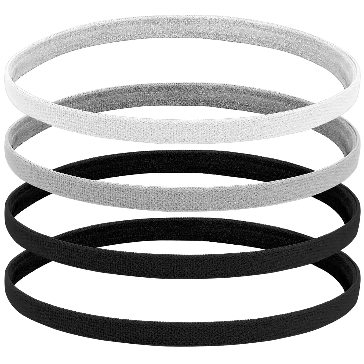 Thin Headbands For Women 4 PCS Non Slip Workout Sweatbands Elastic Sports Headband Sweatband Athletic Running Sport Soccer Womens Stretchy Yoga Skinny Headband Elastic Hair Bands