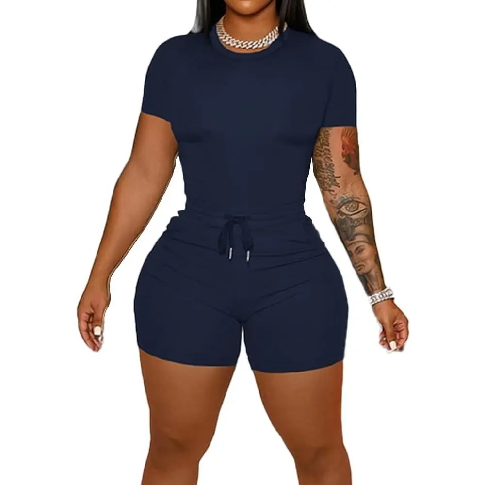 Women‘s 2 Piece Outfits Summer Sweatsuits Biker Short Workout SetsGift