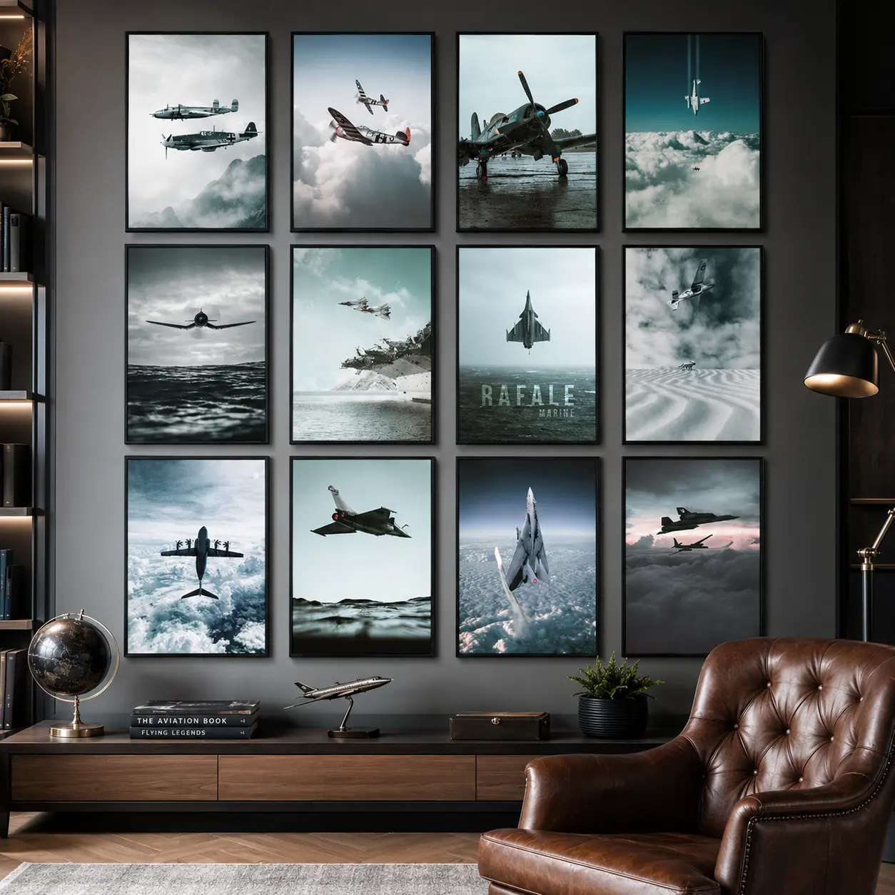 Vintage Fighter Jet Canvas Poster |   Military Aviation Wall Art Print for Office, Man Cave, Garage, Living Room & Home Decor