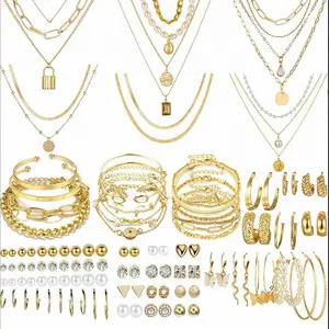 108-piece Western-style jewelry set, women's fashion jewelry, necklace, bracelet, ring and earring set, accessories for women, Valentine's Day, birthday and party gift set.