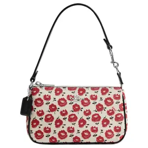 COACH Nolita 19 Floral Print Small Crossbody Handbag for Women with Silver Hardware and Coated Canvas