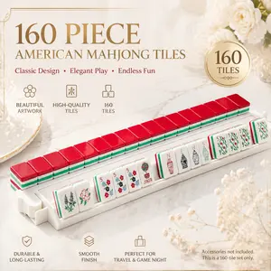 Luxury Red Crystal Mahjong Set - Durable Acrylic Hand-Rubbed Tiles, Indoor Home Recreation Game for Entertainment, Gifting