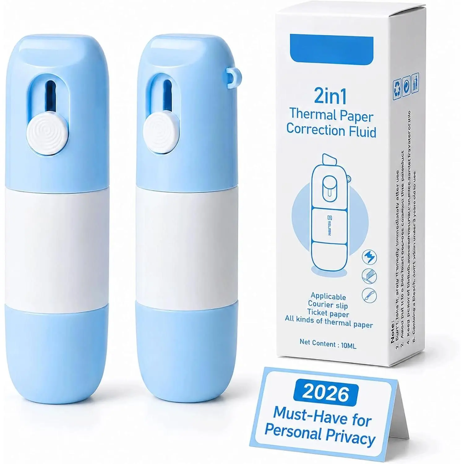 Thermal Paper Eraser 2 in 1 Box  and Thermal  Remover White out Liquid Paper Correction Fluid Label Pen Erasable Badge Note with Unboxing  Redacting Wrapper Peeler for  Ink