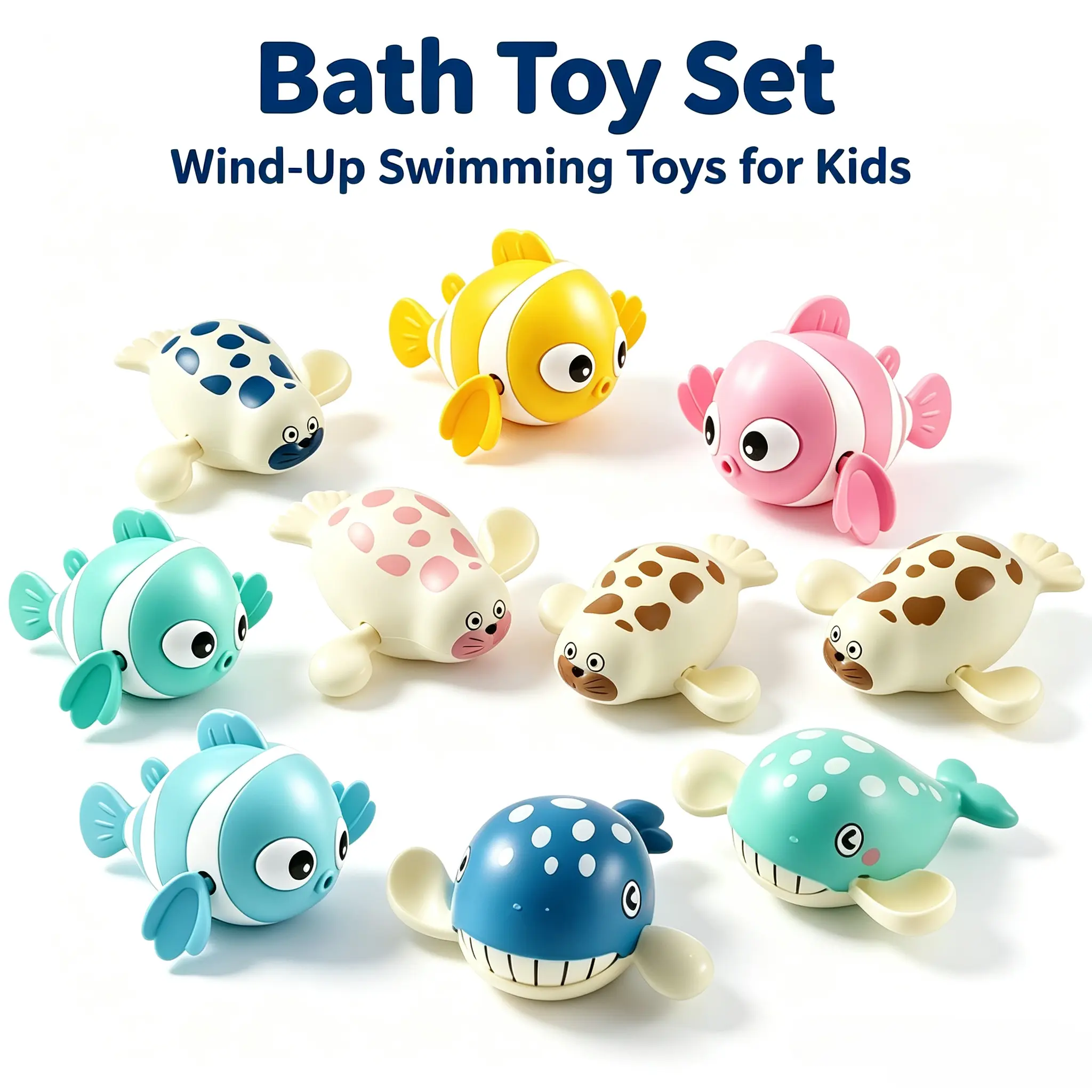 Wind-up Bath Toys—ocean Animal Designs; Floating, Battery-free Wind-up Toys for Kids; Waterproof and Fun—a Great Bathtub Gift. An Excellent Gift for Christmas, Thanksgiving, Easter, or Birthdays.