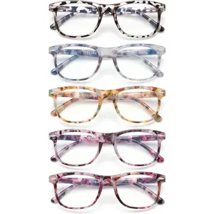 5 Pack Reading Glasses For Women - Stylish Blue Light Blocking Readers -Womens Men Spring Hinge Eyeglasses (2.00)