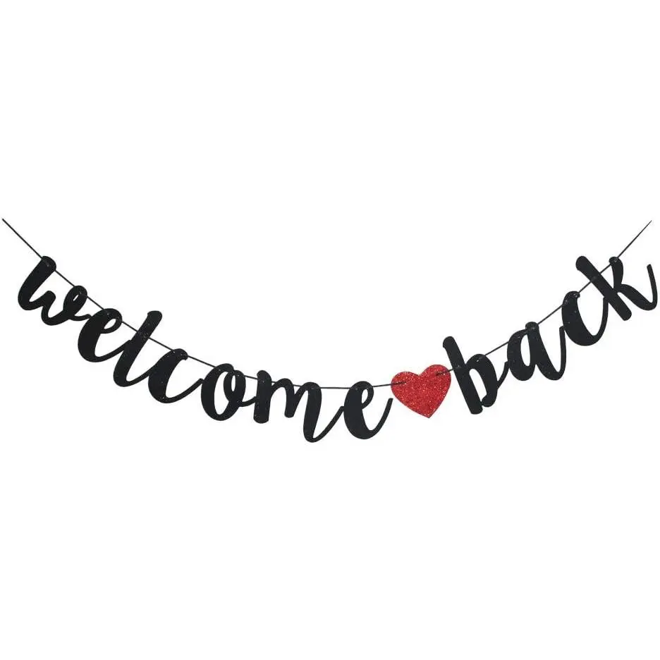 Modern Synthetic Welcome Black Banner with Separate Letters - School Teacher & Back to School Classroom Decor, Moving Party Sign Supplies