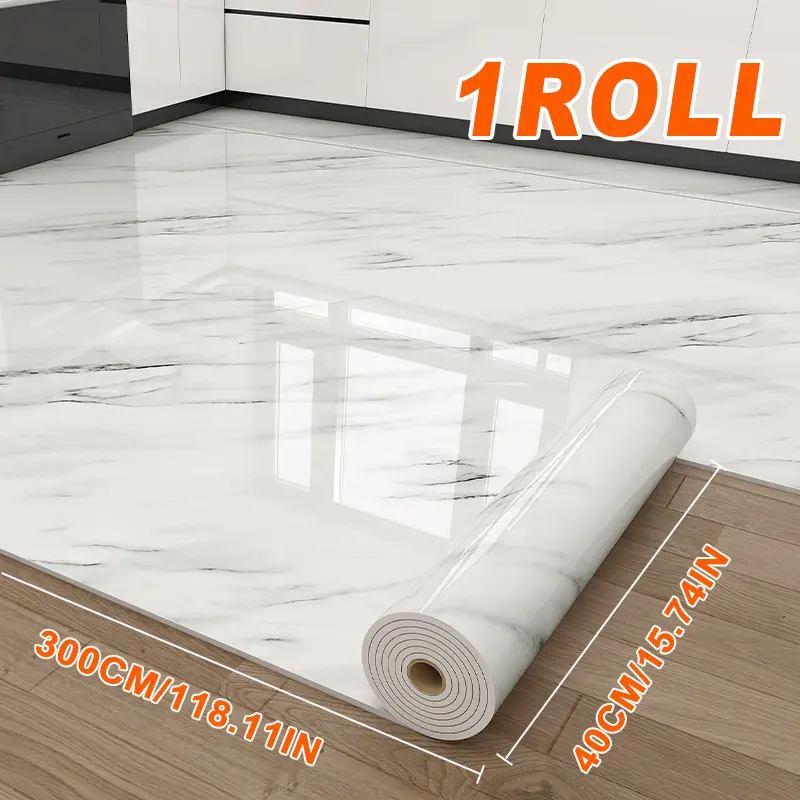 Marble Pattern Wallpaper Roll, 15.75in X 118.11in, Thickened Wallpaper Floor Sticker，Self-Adhesive , Peel and Stick, DIY Decor for Kitchen, Bedroom, Living Room ,Bathroom，Vinyl Flooring